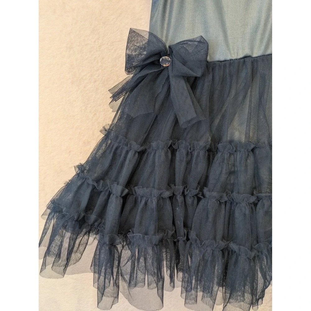Curtain Call Costumes Girls Slate Blue Tulle Ruffle Dance Leotard‎ Tutu P203 CLA